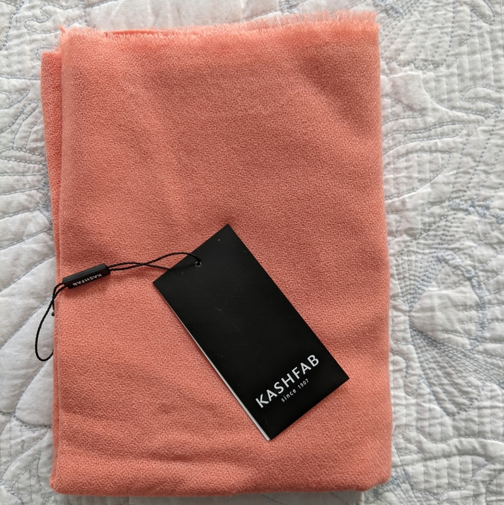Kashfab Coral Peach Solid Diamond Weave Scarf